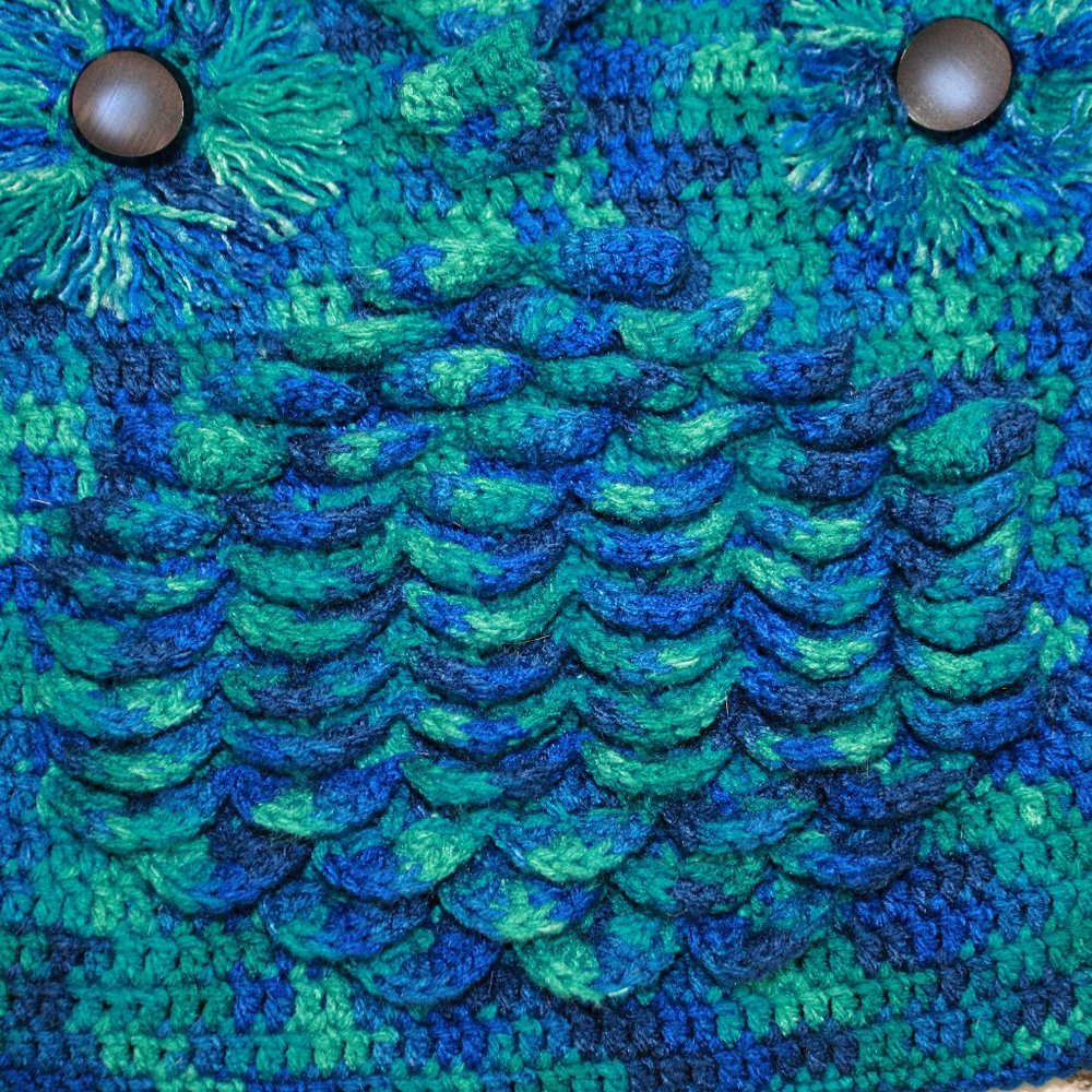 HAND CRAFTED Purse Crochet Owl Oversized Tote Hobo Bag Crossbody Blue Fringe - Picture 7 of 16